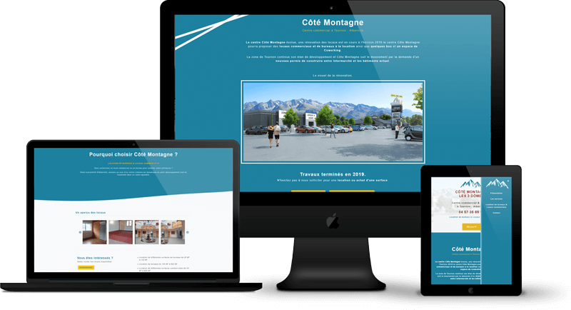 Aperçu multidevice du site Côté Montagne