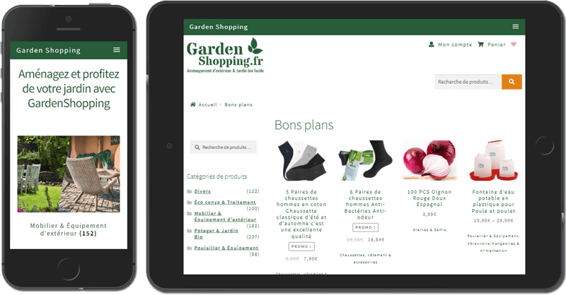 Aperçu multidevice du site Garden Shopping.fr
